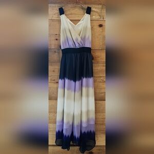 Express Sleeveless Ombre Maxi Dress in Cream, Purple & Black
